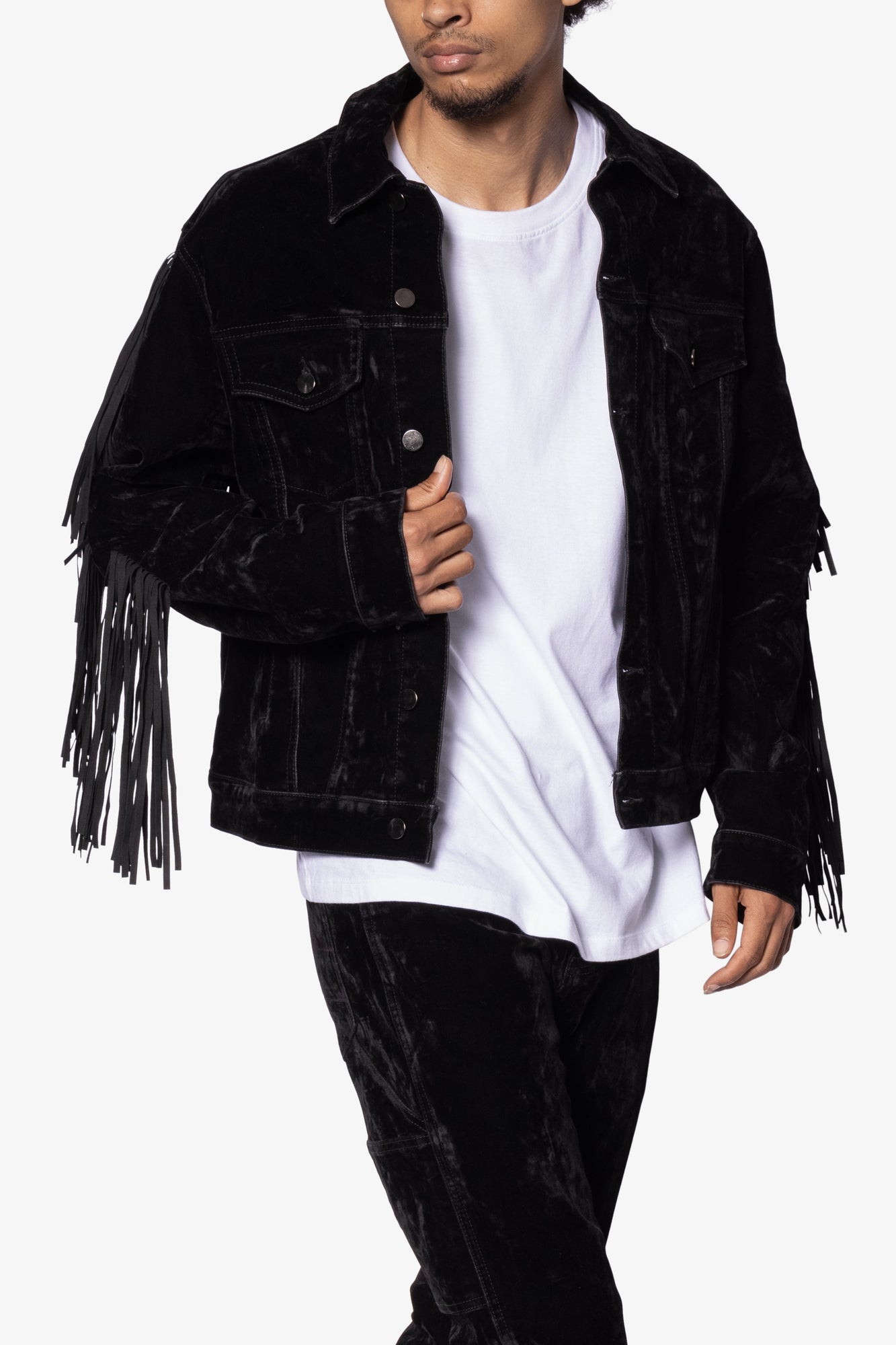 Fringe Trucker Jacket | Black