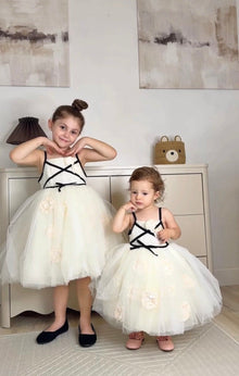 Girl | Giselle CrissCross Tulle Dress | Ivory x Black