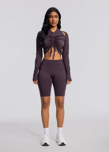 High-Waisted Performance Biker Shorts | Midnight Plum