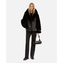 Fur-Effect Aviator Jacket | Women | Black