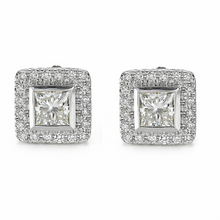 1.00 CT Princess/Round Natural Diamond | Stud Earrings | 14K White Gold | G Color | SI3-I1 Clarity