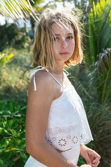 Girls Galine Eyelet Lace Top | Optic White