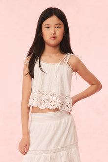 Girls Galine Eyelet Lace Top | Optic White