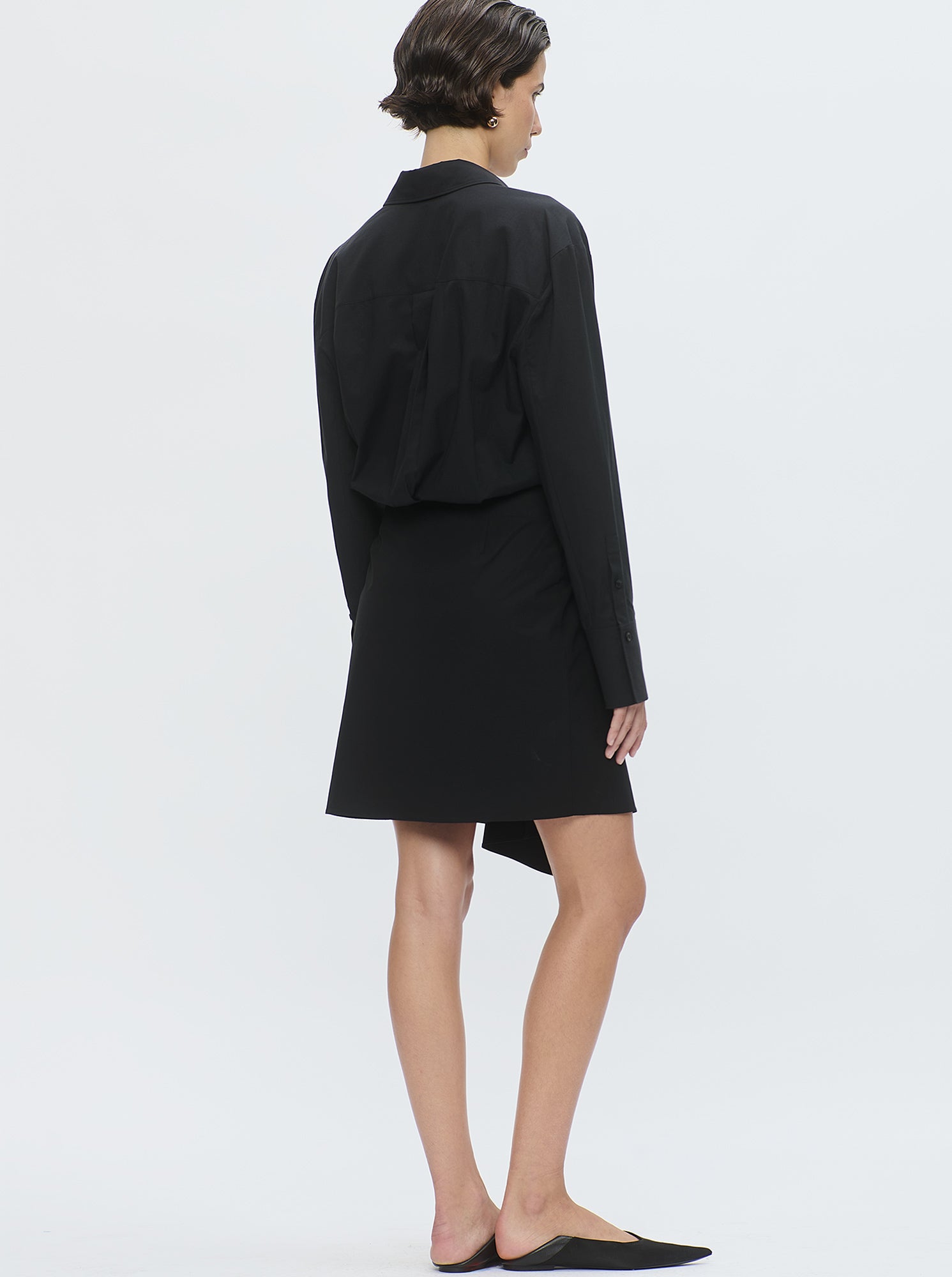 Gemini Wrap Shirt Dress | Black