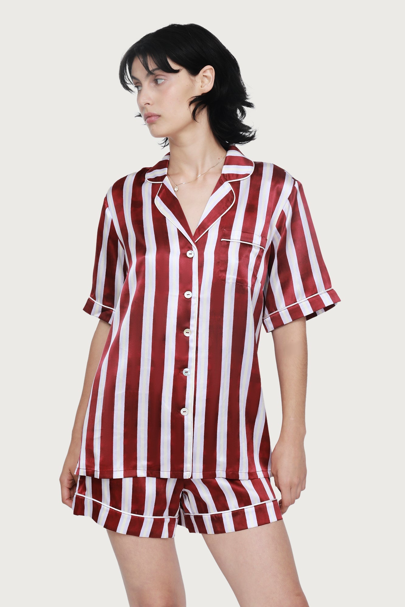 Fine Finishes Short Pajama | Red Stripe