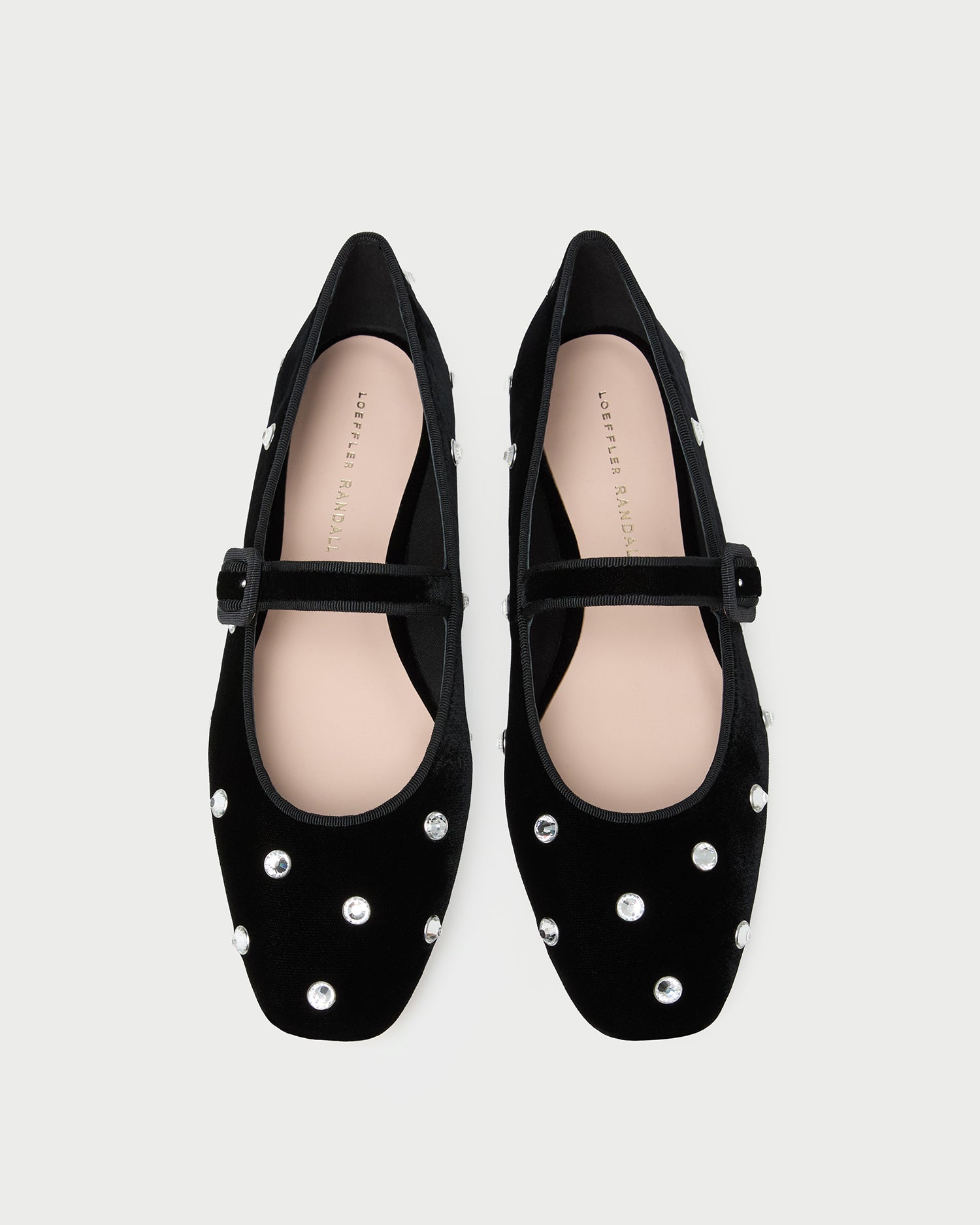 Ginger Black/Crystal Velvet Mary Jane in black velvet with crystal accents.