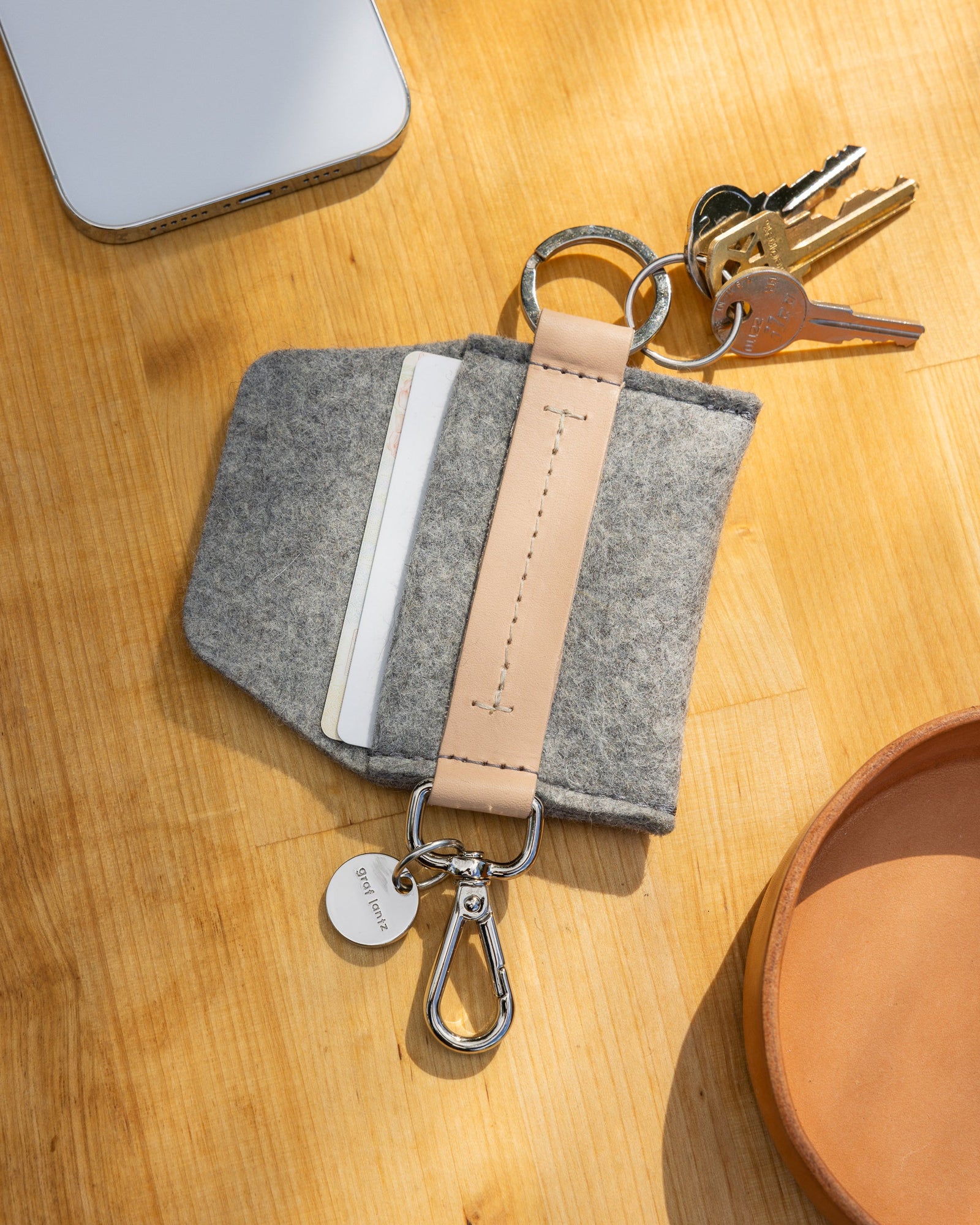 Merino Wool Card Key Fob | Granite x Natural