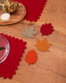 4 Pack Multi | Merino Wool Autumn Leaf Coaster | Foliage