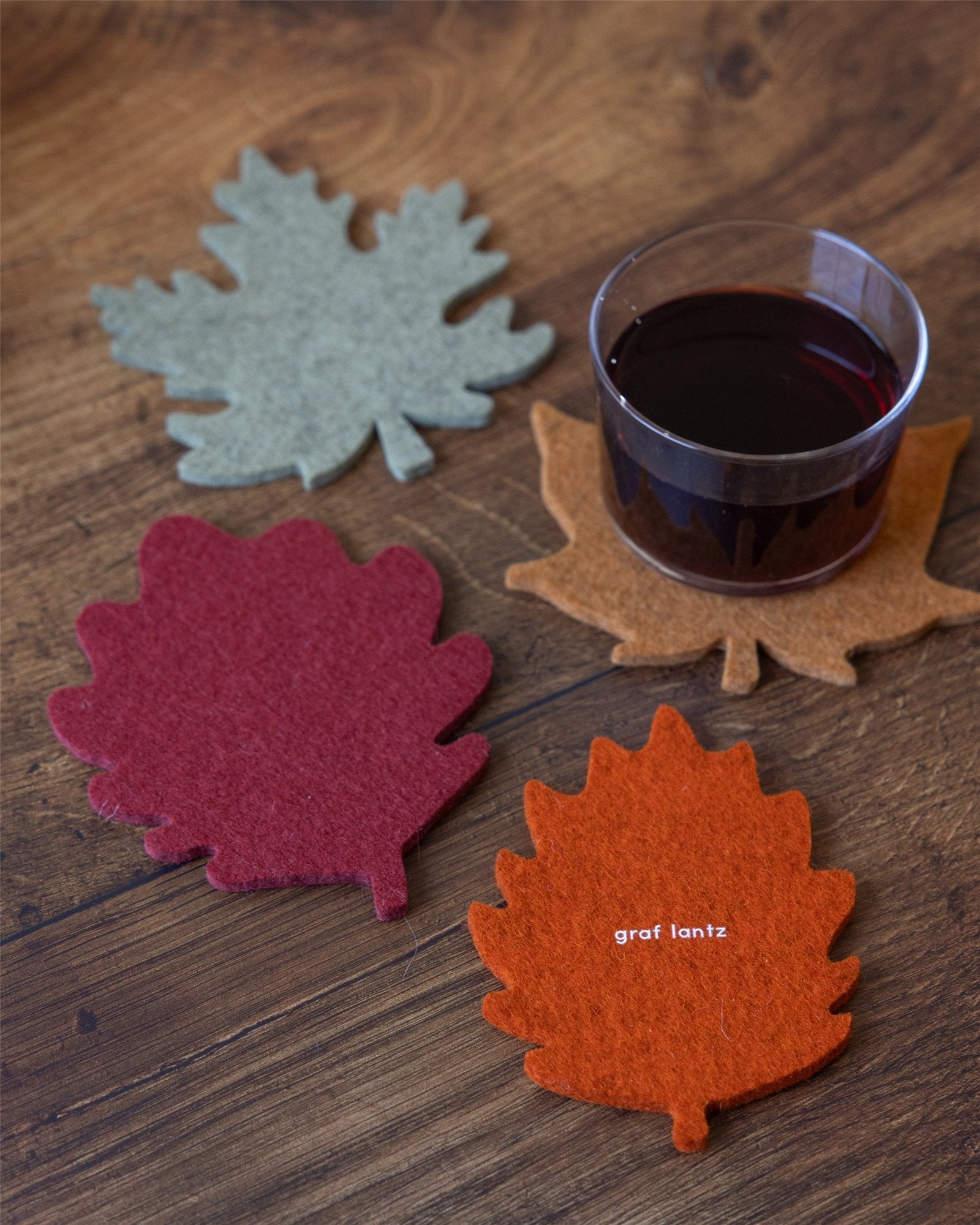 4 Pack Multi | Merino Wool Autumn Leaf Coaster | Foliage