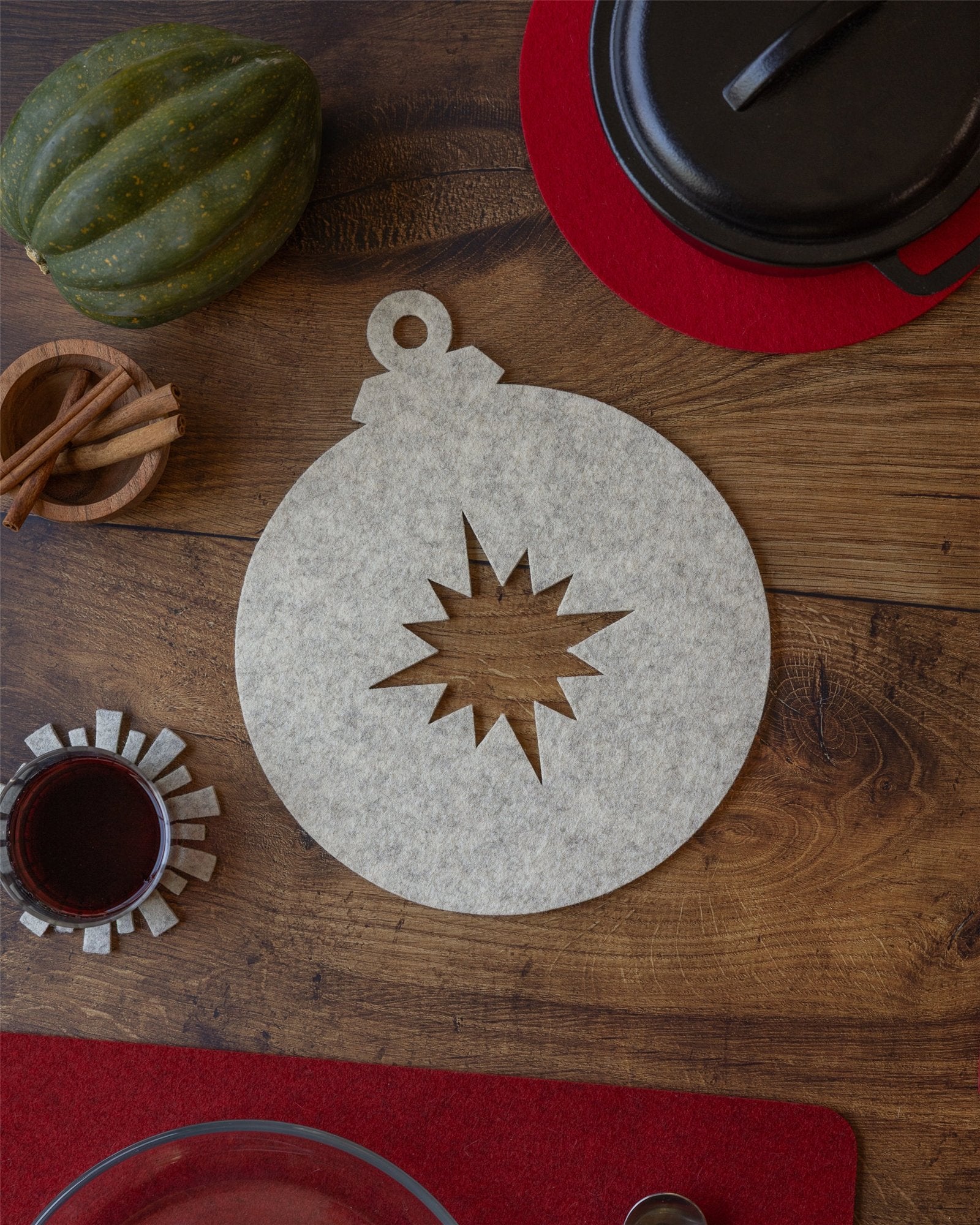 Merino Wool Bauble Trivet | Heather White