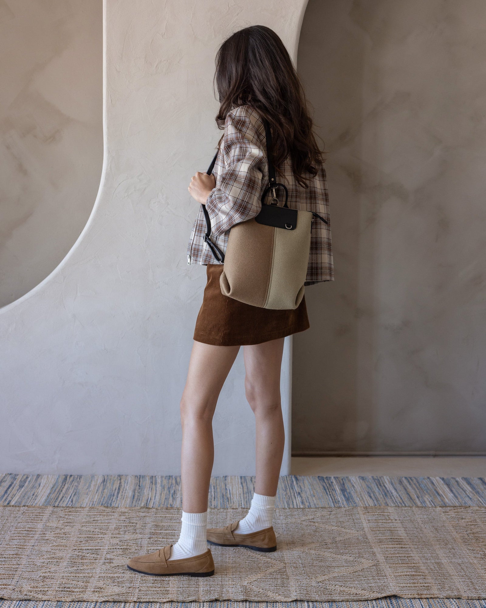 Bedford Merino Wool Midi Colorblock Backpack | Cumin x Clay