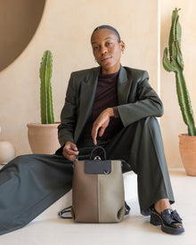 Bedford Merino Wool Midi Colorblock Backpack | Cumin x Clay