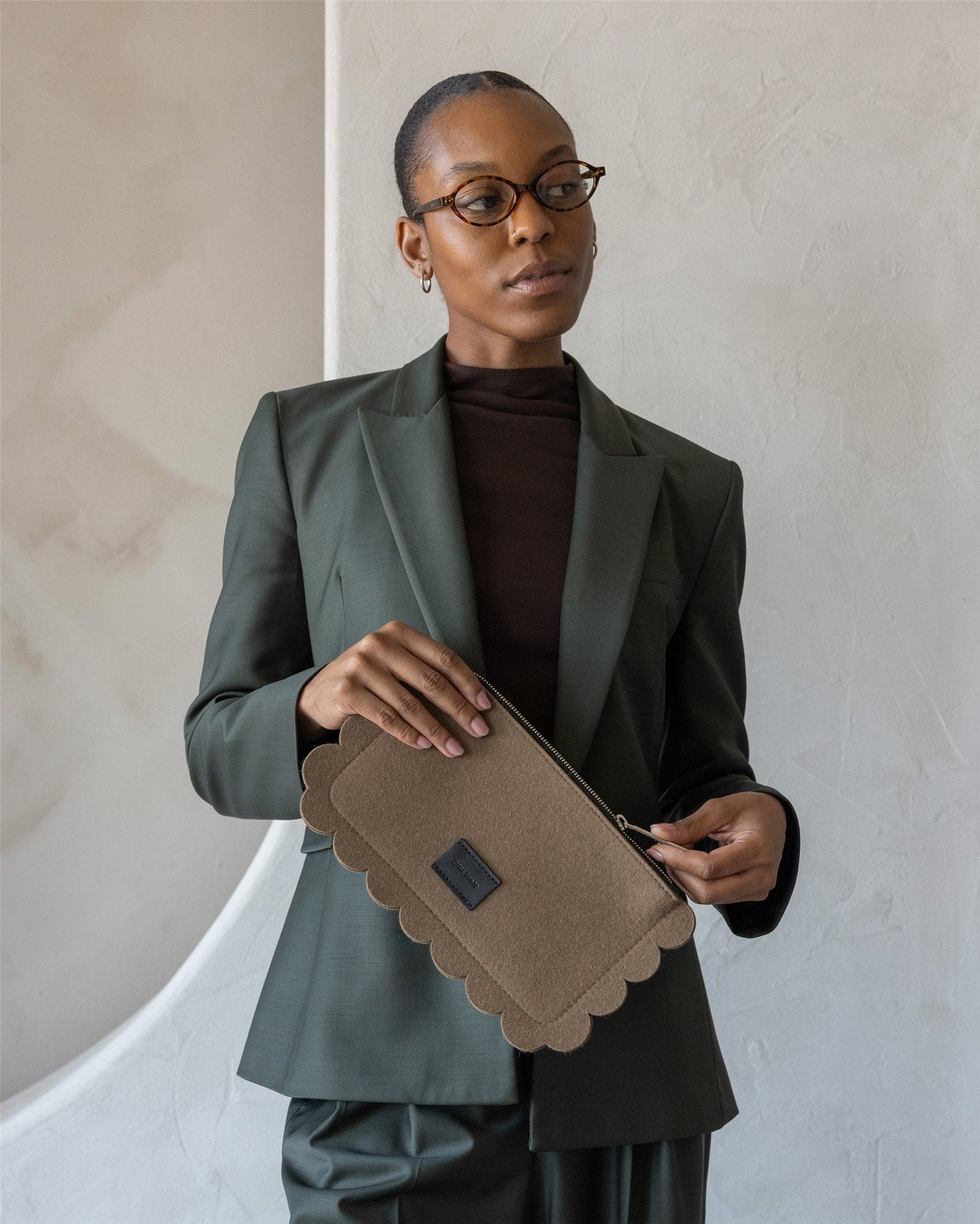 Deco Edge Merino Wool Pouch | Cumin