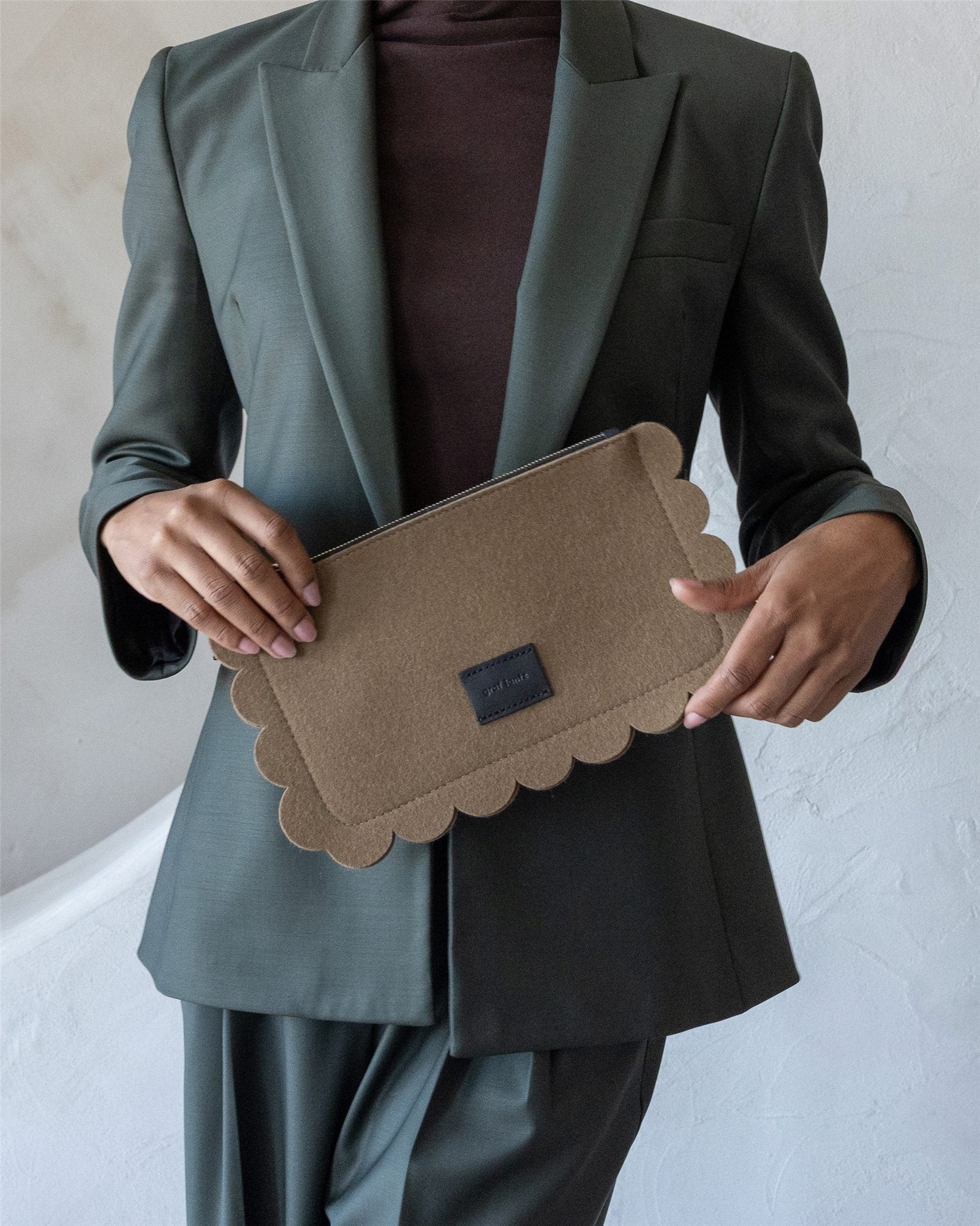 Deco Edge Merino Wool Pouch | Cumin