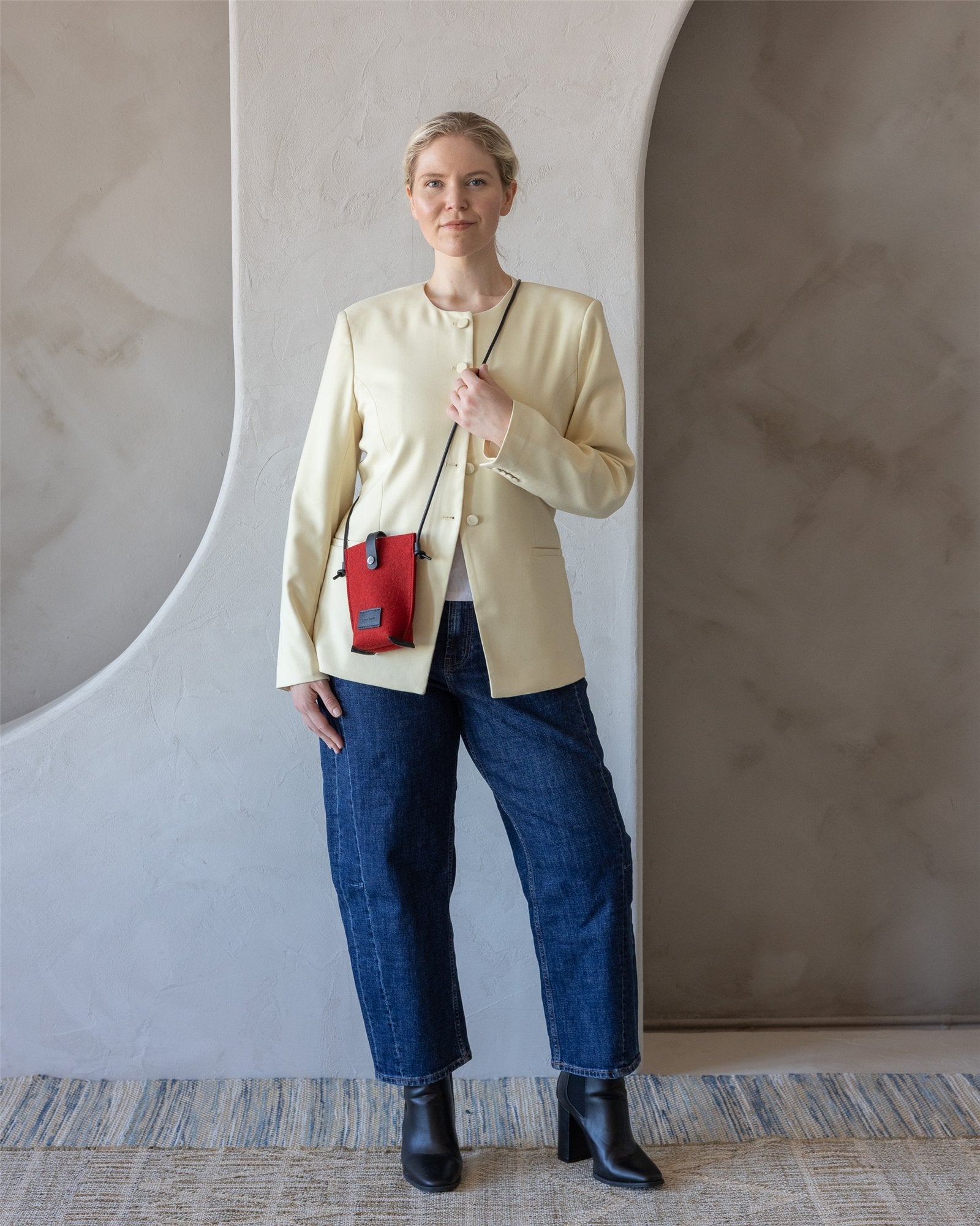 Hana Merino Wool Phone Crossbody | Cherry