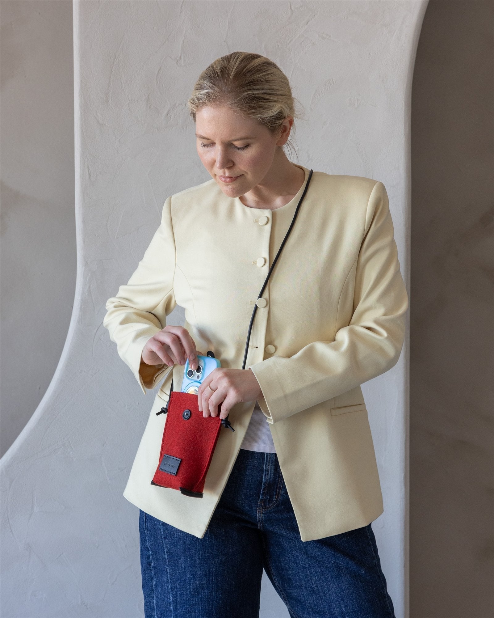 Hana Merino Wool Phone Crossbody | Cherry