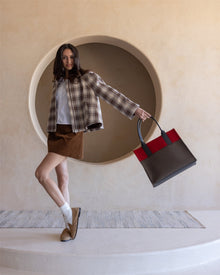 Jaunt Merino Wool Midi Tote | Tobacco x Cherry