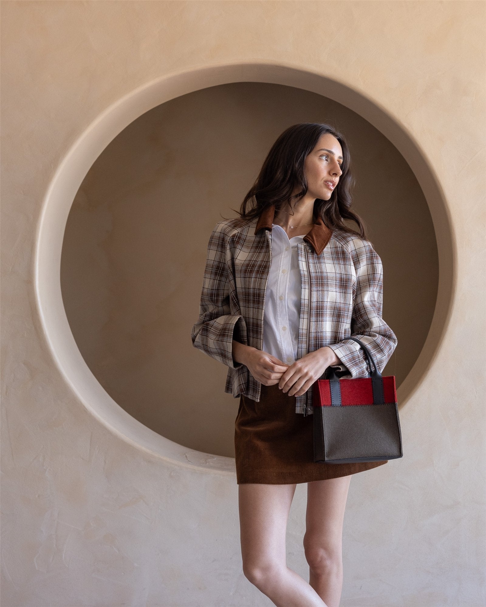 Jaunt Merino Wool Crossbody | Tobacco x Cherry