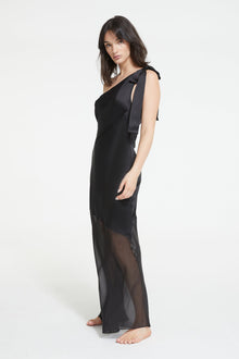 The Moonlight Midi in Black - 100% Silk by Ginia Sleepwear