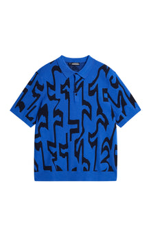 Nate Jacquard Knitted Shirt in Glitch Slice Blue by J.Lindeberg