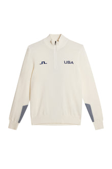 Nathaniel Half Zip Sweater in White by J.Lindeberg