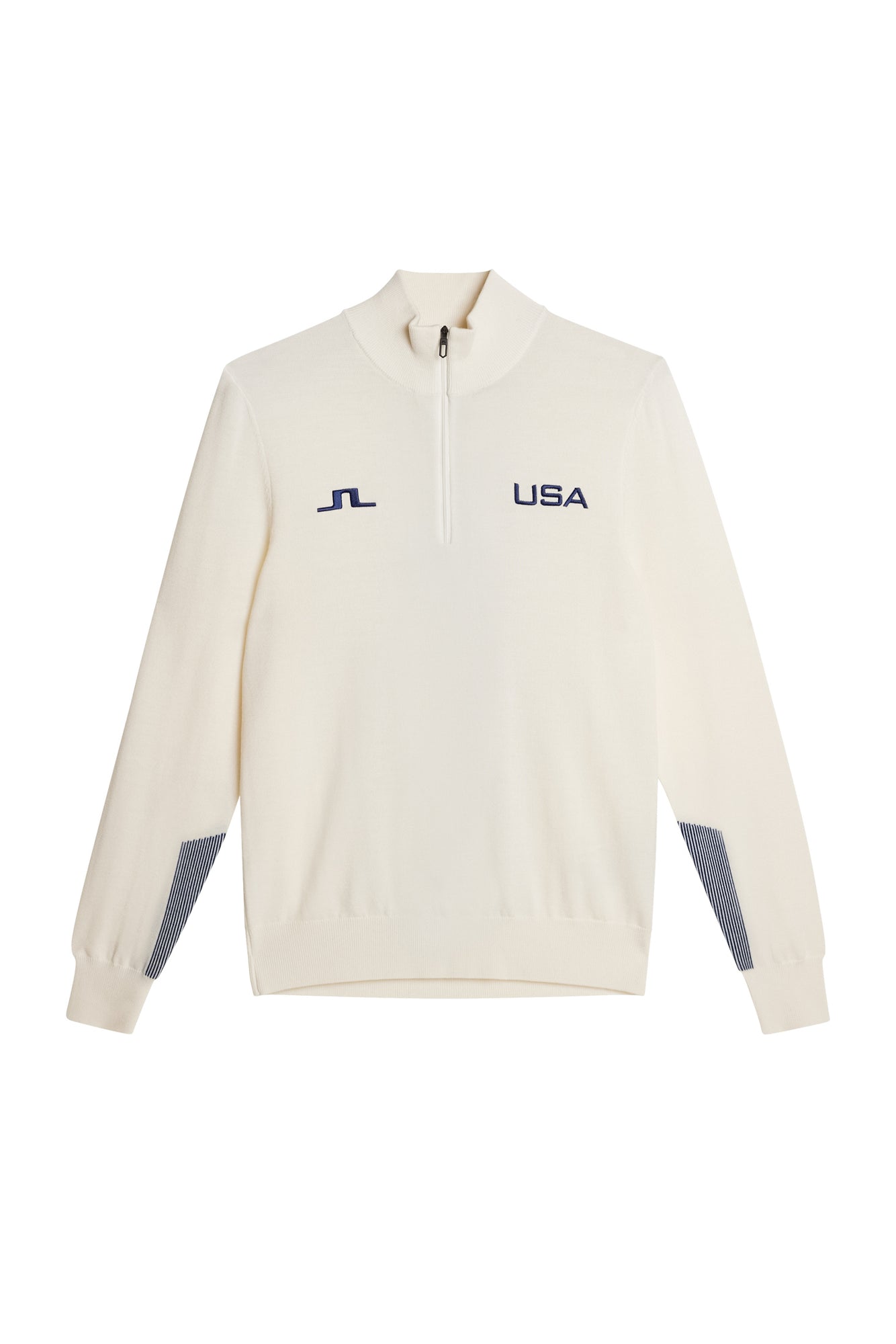 Nathaniel Half Zip Sweater in White by J.Lindeberg