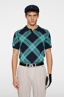 Men | Martin Knit Polo | Glenmuir Tartan Teal L