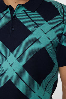 Men | Martin Knit Polo | Glenmuir Tartan Teal L