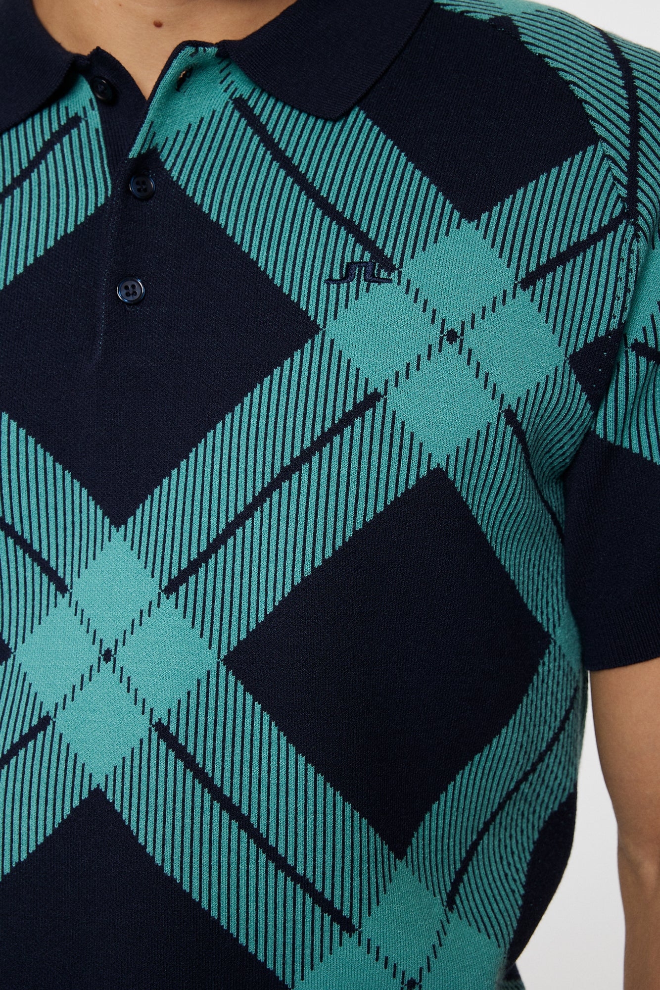 Men | Martin Knit Polo | Glenmuir Tartan Teal L