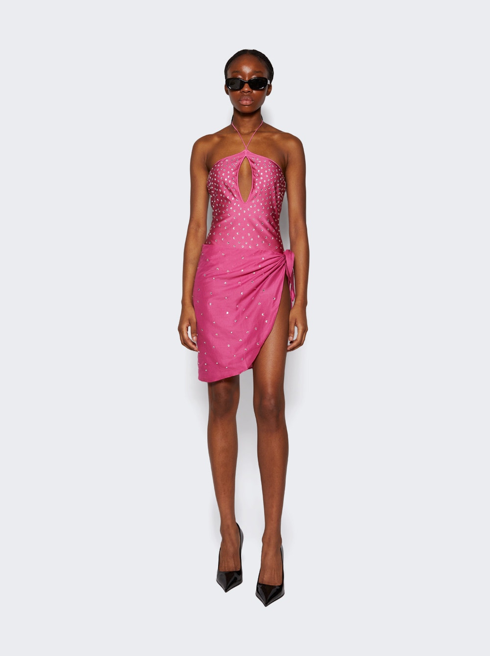 Women | Oséree | Gem Necklace Maillot | Flamingo Pink