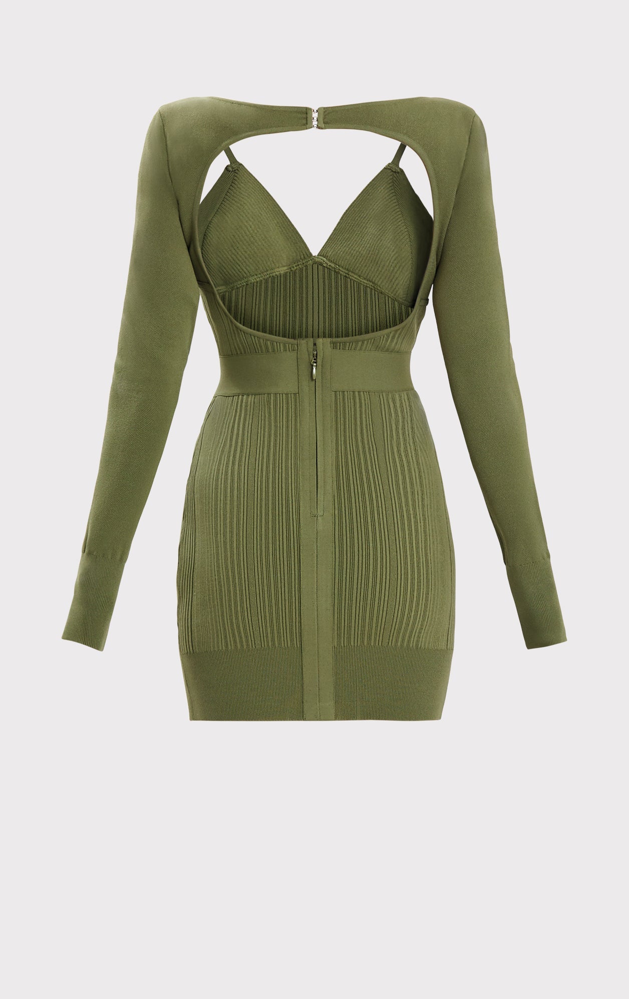 Variegated Rib Strappy Mini Dress | Olive