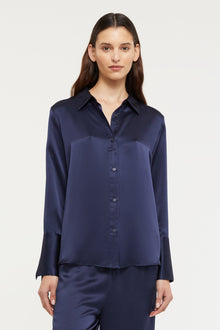 GINIA Isla Shirt  in Midnight - 100% Silk