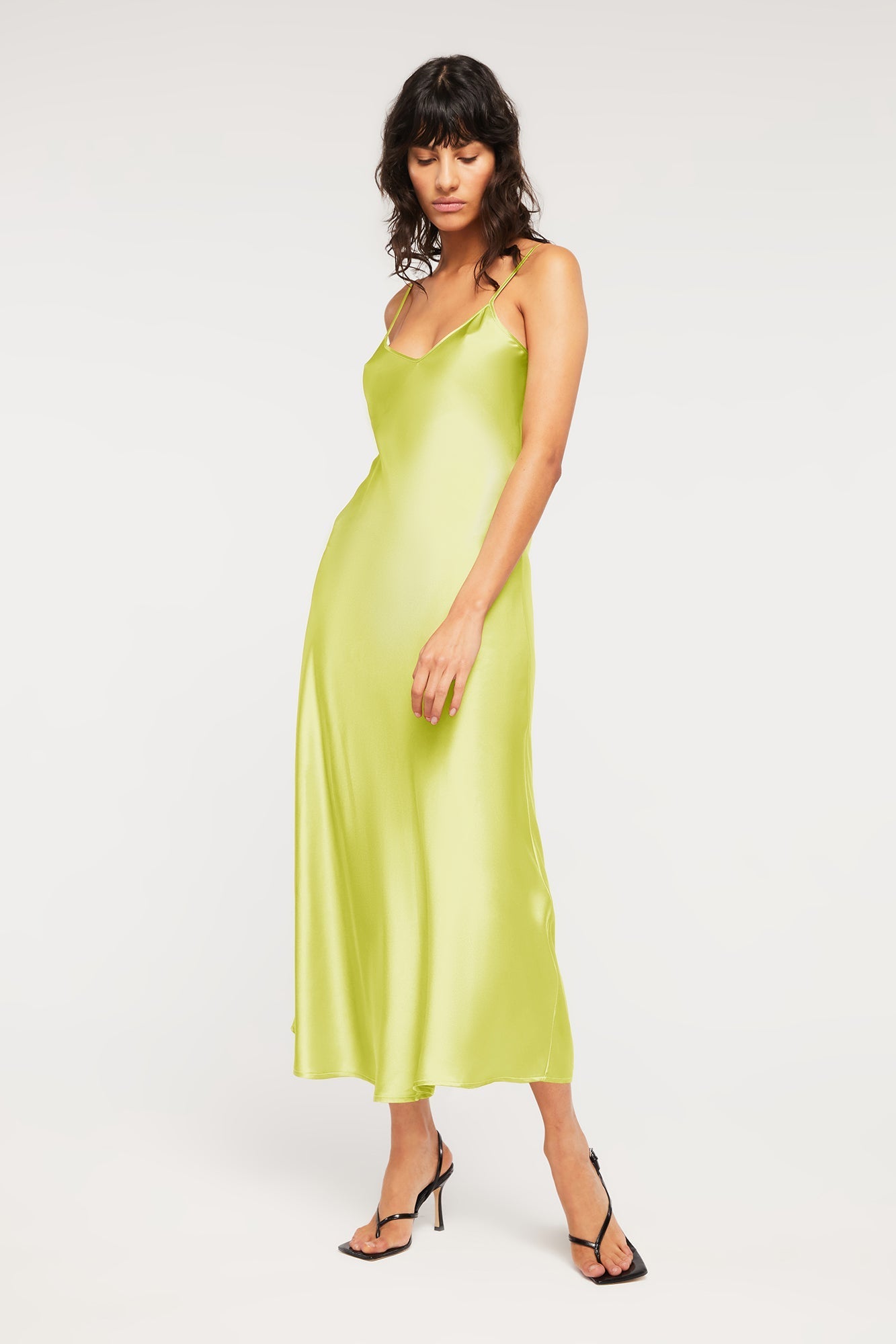 100% Silk Slip - Delilah in Electric Lime | Ginia RTW