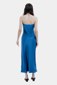 The Strapless Bias Midi Dress By GINIA In Storm