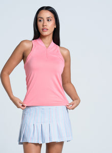 Top Golf | Seamless Textured Sleeveless Polo | Pink