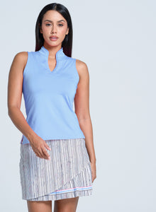 Top Golf | Pleated Placket Sleeveless | Powder Blue