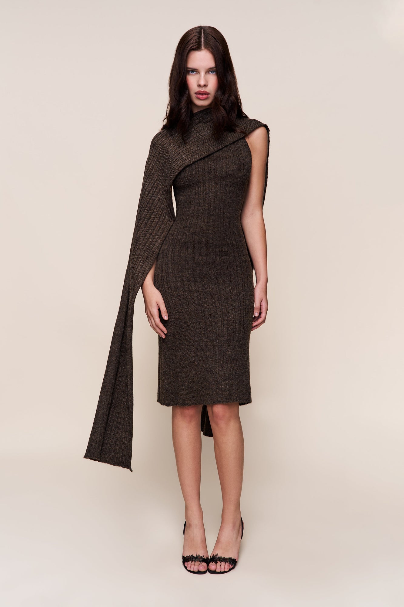 Womens | Hooded Knit Dress | Dark Olive
