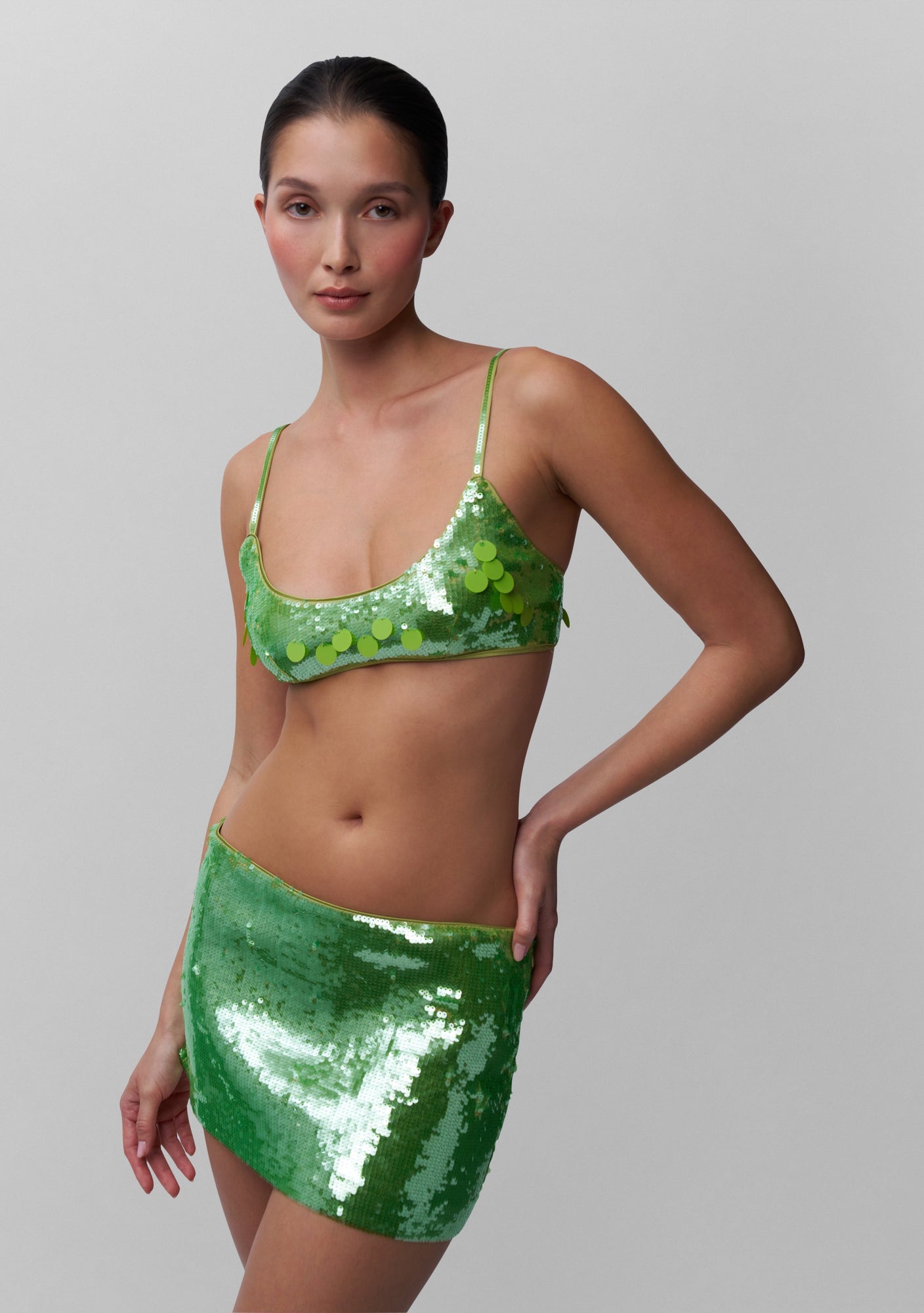 Womens | Sequin Mini Skirt | Martini Olive