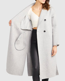 Women | Guestlist Wool Blend Oversized Double Breasted Coat | Grey Marle