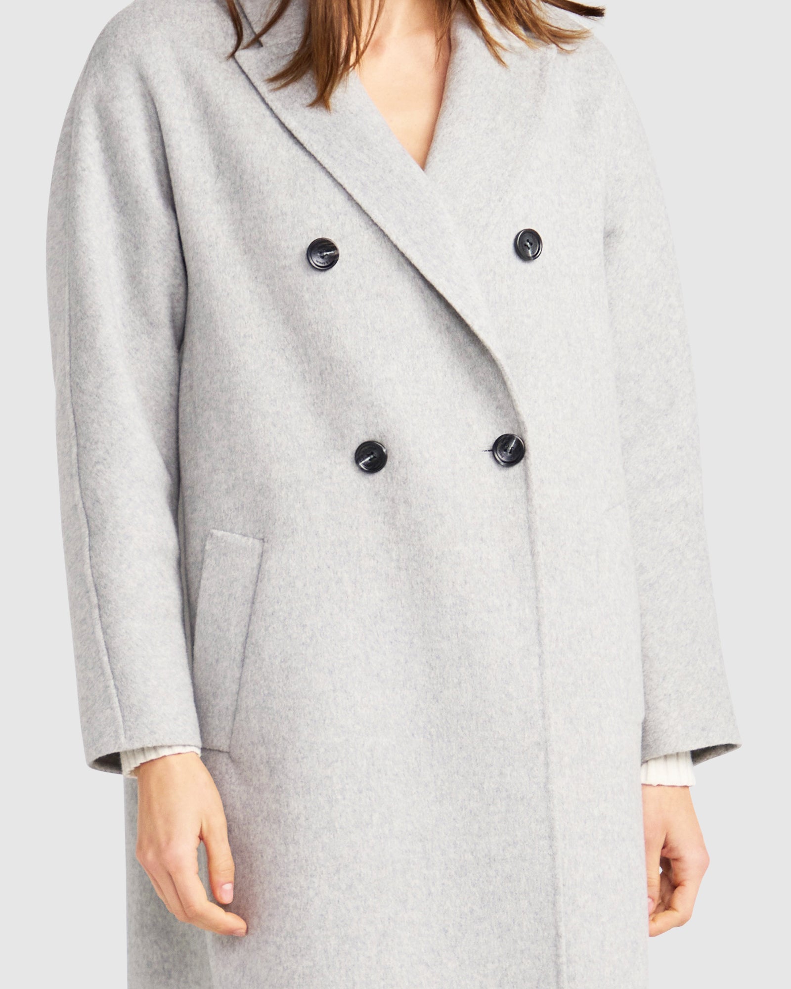 Women | Guestlist Wool Blend Oversized Double Breasted Coat | Grey Marle