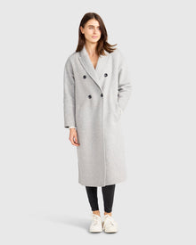 Women | Guestlist Wool Blend Oversized Double Breasted Coat | Grey Marle