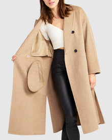 Women | Guestlist Wool Blend Oversized Double Breasted Coat | Oat