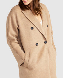 Women | Guestlist Wool Blend Oversized Double Breasted Coat | Oat