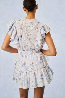 Gwen Heirloom Print Cotton Mini Dress | Whisper Blue