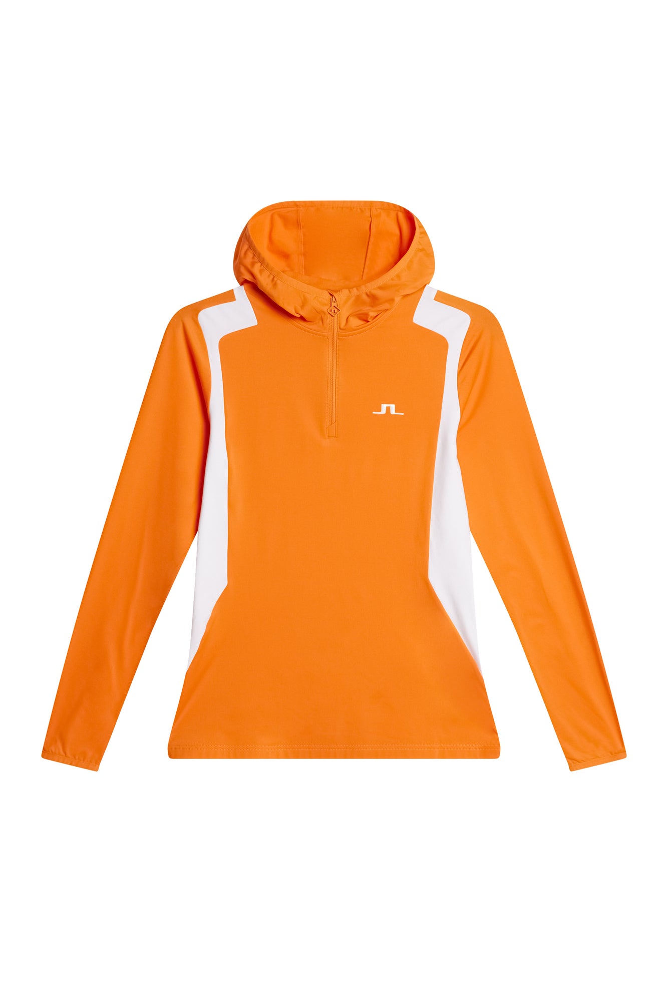 Mae Quarter Zip Hood in Persimmon Orange by J.Lindeberg