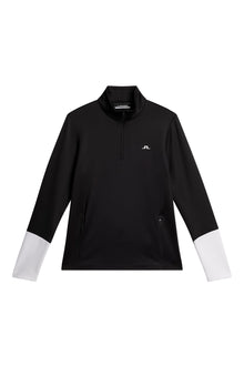 W Aerial Quarter Zip Mid Layer in Black by J.Lindeberg