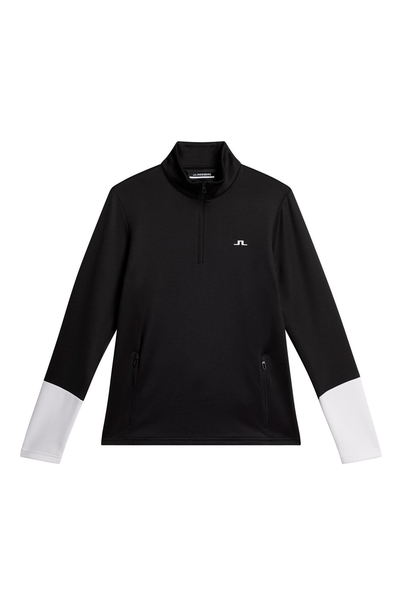 W Aerial Quarter Zip Mid Layer in Black by J.Lindeberg