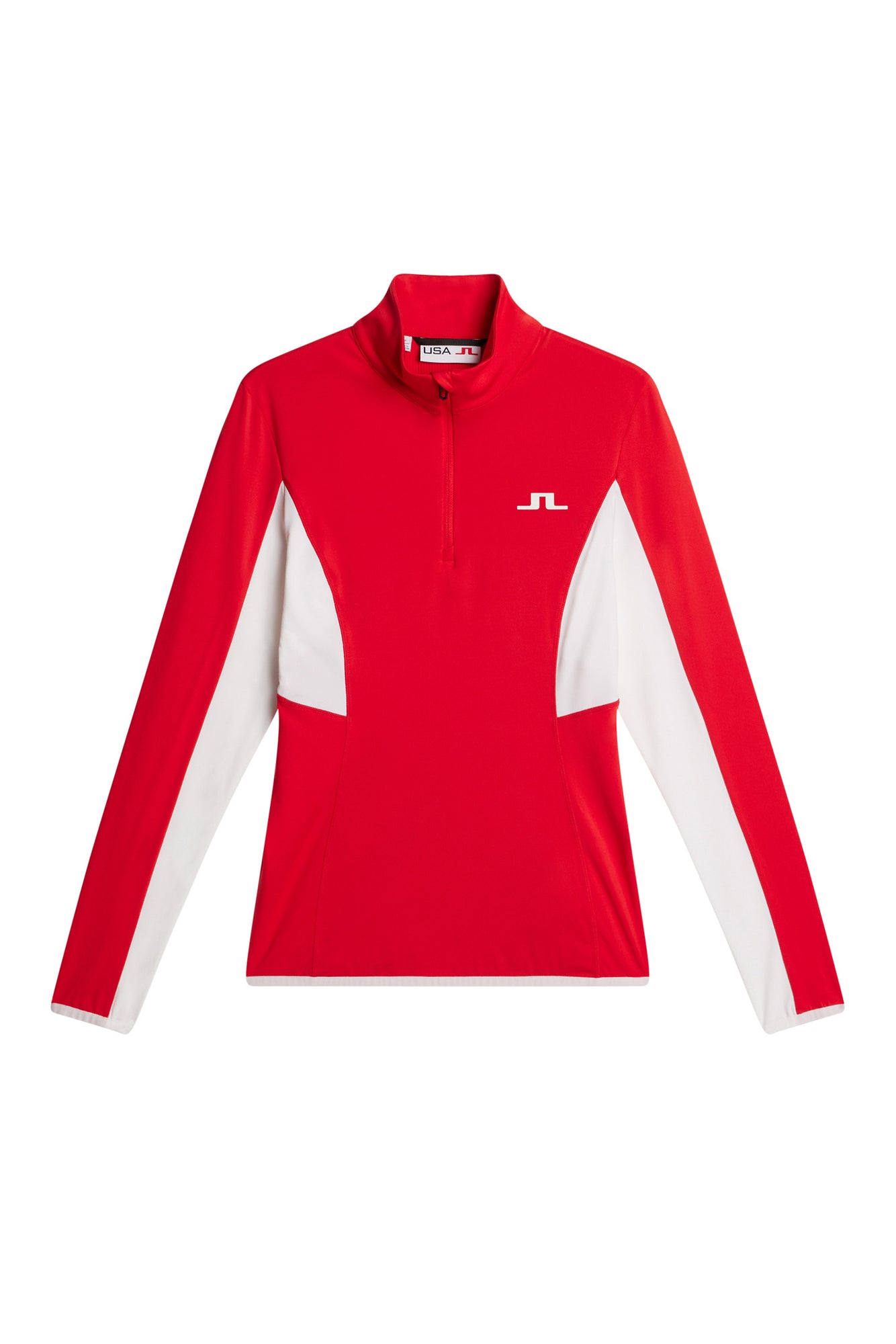 Charlene Half Zip in Flame Scarlet by J.Lindeberg