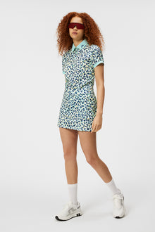 Women | Tour Tech Print Polo | Leopard Aruba Blue