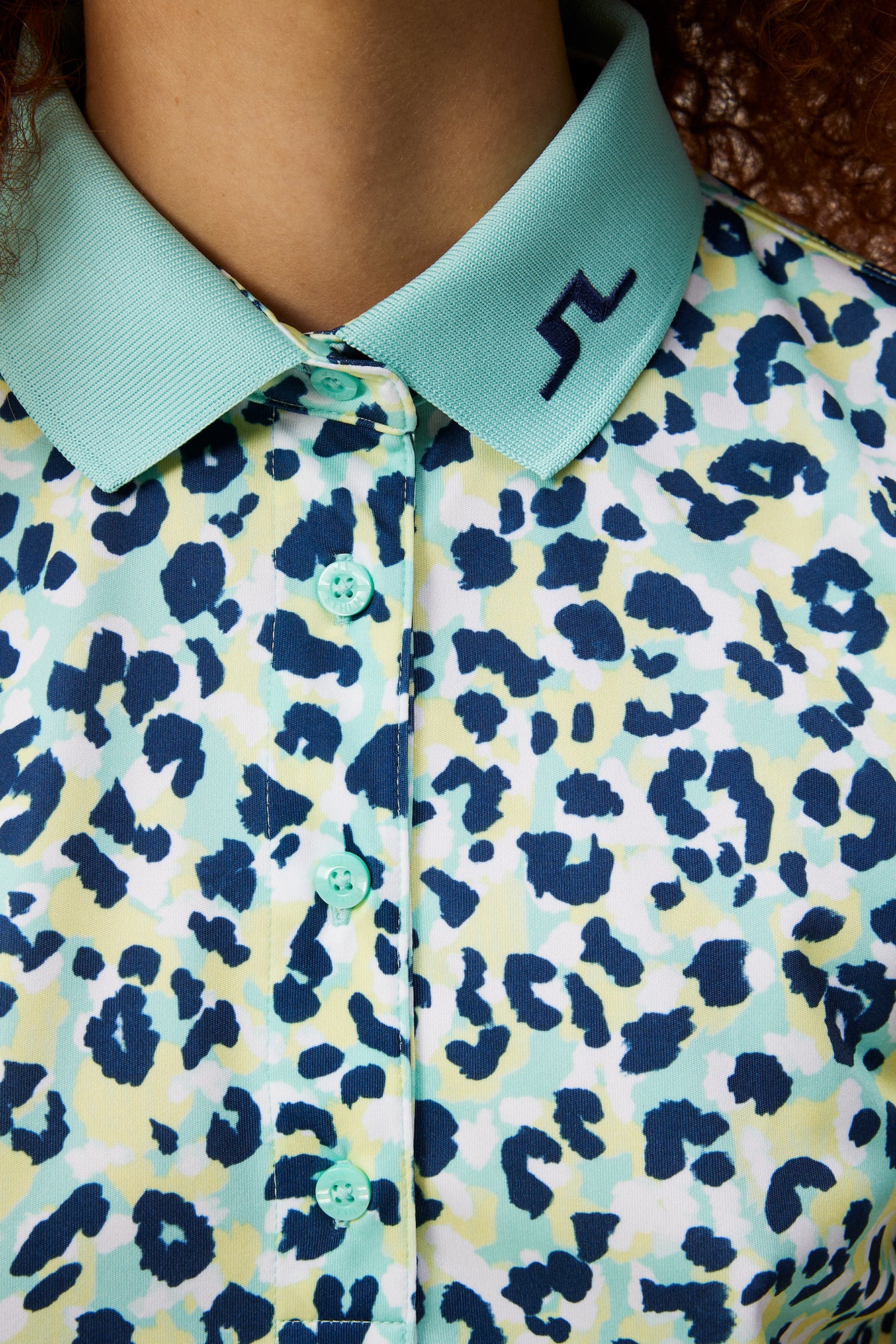 Women | Tour Tech Print Polo | Leopard Aruba Blue